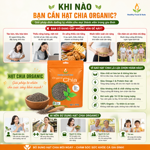 Hạt chia Healthy Nuts & Seeds Organic Chia Seeds 500gr