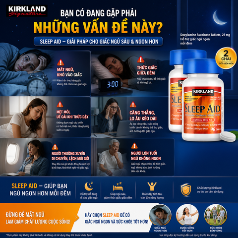 Ngủ ngon kirkland signature sleep aid 2 hộp x 96 viên