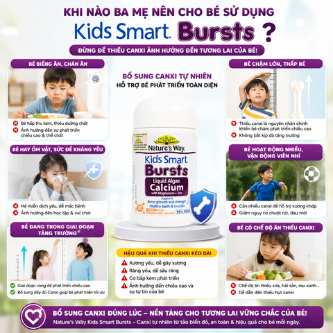 Nature’s Way Kids Smart Bursts Liquid Algae Calcium With Magnesium+Zinc 30 viên
