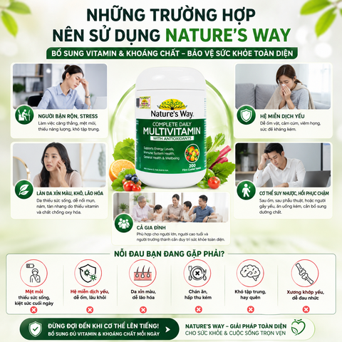 Vitamin tổng hợp Nature’s Way complete daily multivitamin 200 viên  bổ sung Vitamin và khoáng chất