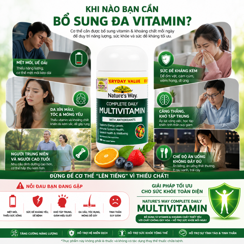Vitamin tổng hợp Nature’s Way Complete Daily Multivitamin100 Viên bổ sung vitamin và khoáng chất