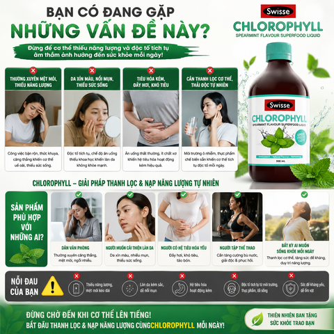 Nước diệp lục Swisse Chlorophyll thanh lọc cơ thể nhập khẩu Úc 500ml (Xanh)