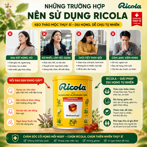 Kẹo thảo dược Ricola Original Herb 250g giảm ho, đau rát viêm họng