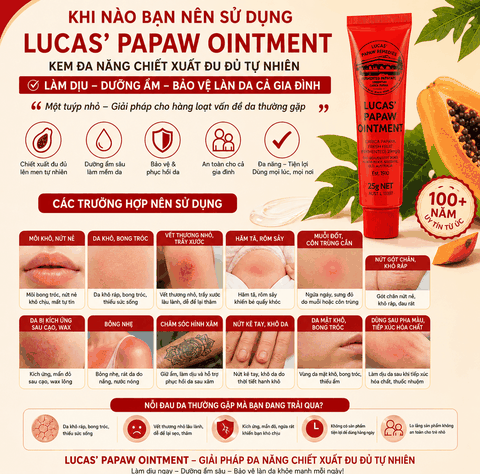 Kem đa năng Lucas Papaw Ointment chiết xuất đu đủ hỗ trợ làm dịu da tuýp 25g