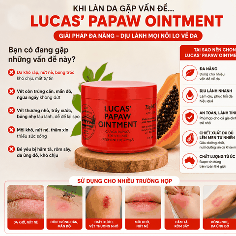 Kem đa năng Lucas Papaw Ointment chiết xuất đu đủ hỗ trợ làm dịu da hộp 75g