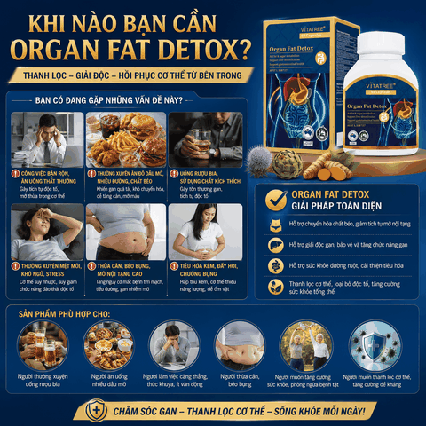 Thải độc mỡ nội tạng vitatree organ fat detox thanh lọc cơ thể hộp 60 viên
