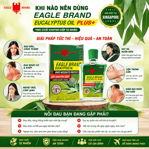 Dầu Khuynh Diệp Chống Muỗi Eagle Brand Plus+ 25ml