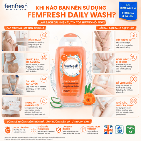 Dung dịch vệ sinh phụ nữ cao cấp hàng ngày femfresh daily wash 250ml