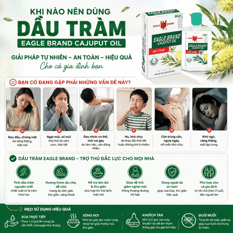 Dầu Tràm Cho Bé Eagle Brand Cajuput Oil Giữ Ấm Phòng Cảm (30ml)