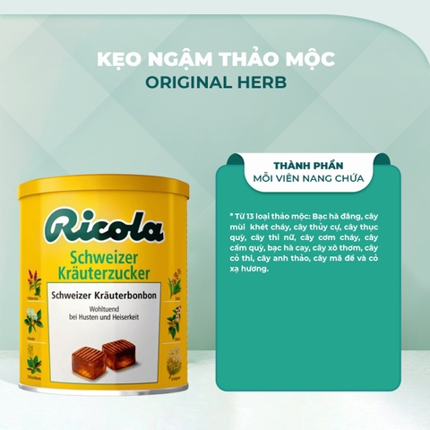 Kẹo thảo dược Ricola Original Herb 250g giảm ho, đau rát viêm họng