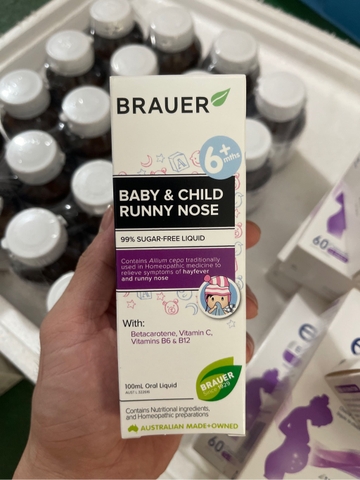 Siro giảm sổ mũi brauer runny nose cho bé từ 6 tháng chai 100ml