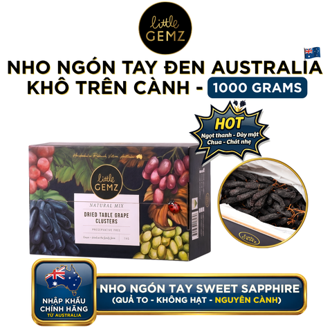 Nho Ngón Tay khô nguyên cành Little Gemz Sweet Sapphire Dried Grapes Clusters 1kg
