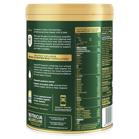 Sữa bột công thức hữu cơ Aptamil Essensis 900gr số 1 protein A2 giúp bé dễ tiêu hóa, hấp thu tốt hơn