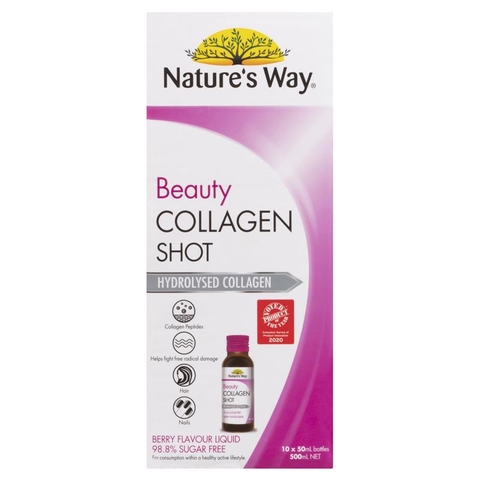 Bổ sung collagen nước thủy phân nature's way beauty collagen shot - hydrolysed collagen 50ml x10 chai