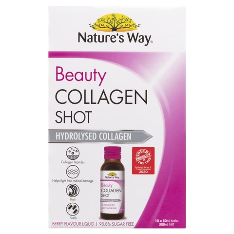 Bổ sung collagen nước thủy phân nature's way beauty collagen shot - hydrolysed collagen 50ml x10 chai