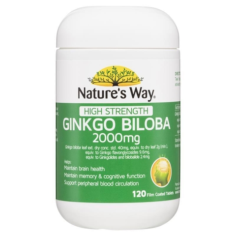 Ginkgo biloba nature's way 2000mg bổ não, tăng cường trí nhớ hộp 120 viên