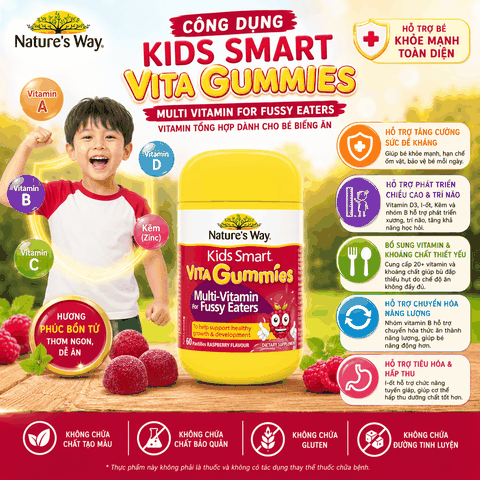 Nature's Way vita gummies multi vitamin For fussy eaters - vitamin tổng hợp dành cho bé biếng ăn