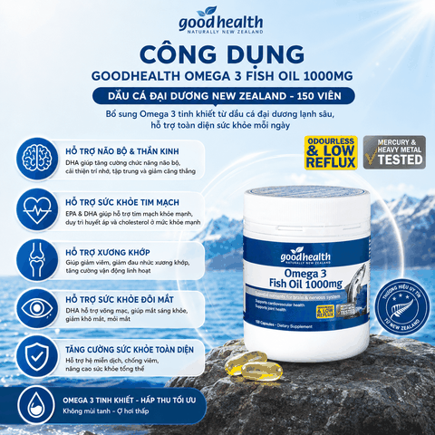 Dầu cá đại dương New Zealand Goodhealth Omega 3 Fish Oil 1000mg 150 viên