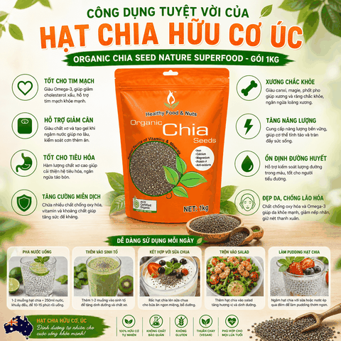 Hạt chia hữu cơ Úc Organic Chia Seed Nature Superfood gói 1kg