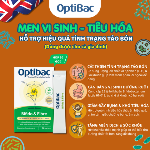 Thực phẩm bảo vệ sức khoẻ Optibac Bifido&Fiber 30 sachets