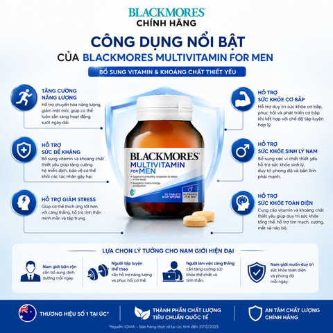 Blackmores Multivitamin For Men – Vitamin tổng hợp cho nam giới từ Úc (50 Viên)