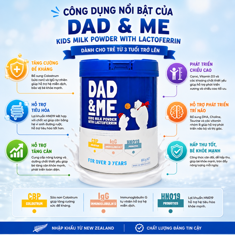 Sữa Dad & Me Kids Milk Powder with Lactoferrin từ 3 tuổi 800g