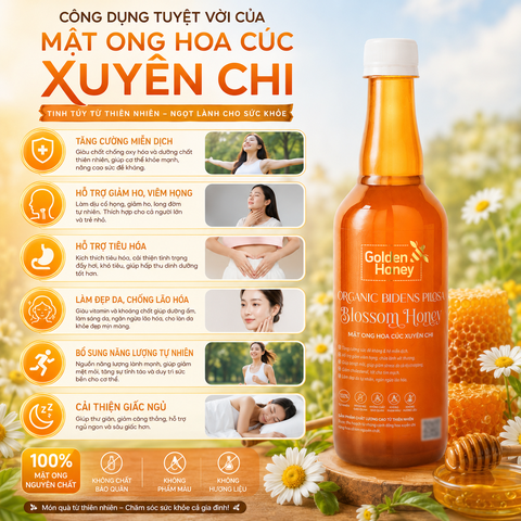 Mật ong rừng hoa xuyến chi golden honey bidens pilosa blossom honey - mật ong nguyên chất từ cánh đồng hoa cỏ kim 500ml