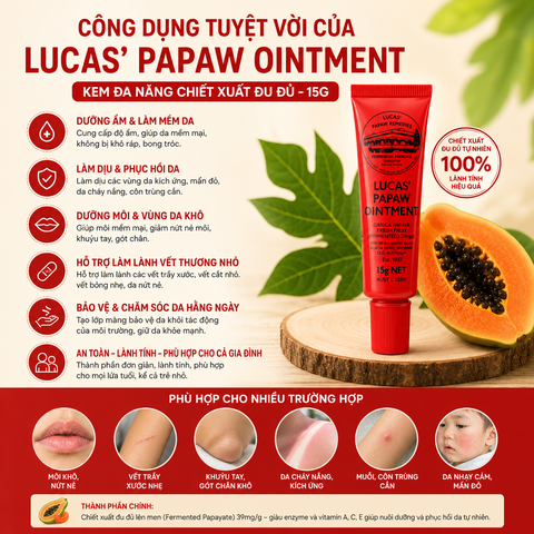 Kem đa năng Lucas' Papaw Ointment 15g chiết xuất đu đủ