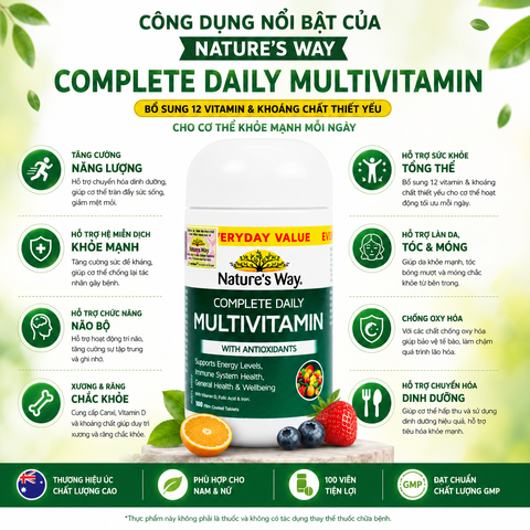 Vitamin tổng hợp Nature’s Way Complete Daily Multivitamin100 Viên bổ sung vitamin và khoáng chất