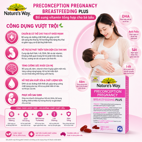 Nature's Way PreConception Pregnancy Breastfeeding Plus - Bổ sung vitamin tổng hợp cho bà bầu