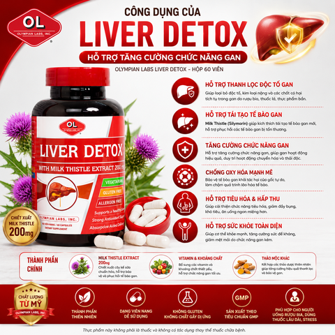 Hỗ trợ tăng cường chức năng gan Olympian Labs Liver detox hộp 60 viên