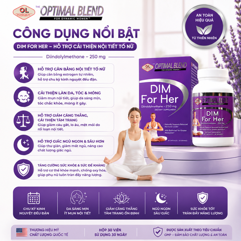 Hỗ trợ cải thiện nội tiết tố cho phụ nữ Olympian Labs Dim For Her 30 viên