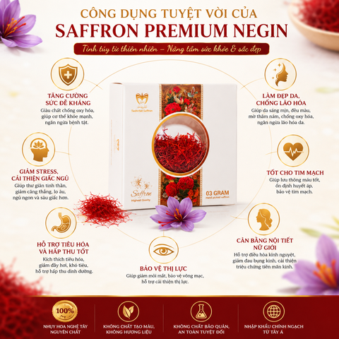 Nhụy hoa nghệ tây saffron premium negin 3g tây á