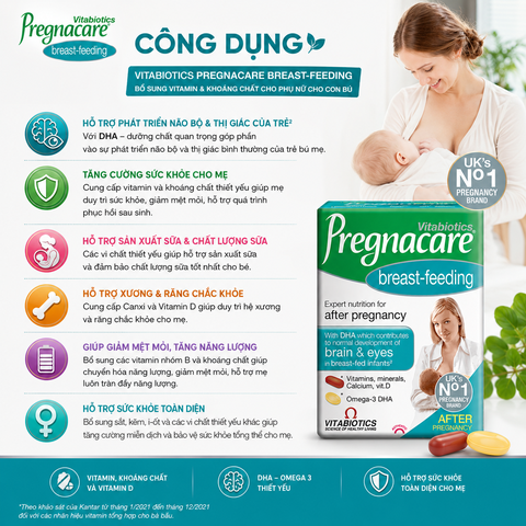 Vitabiotics Pregnacare Breast - feeding 84 tabs bổ sung vitamin và khoáng chất cho phụ nữ cho con bú