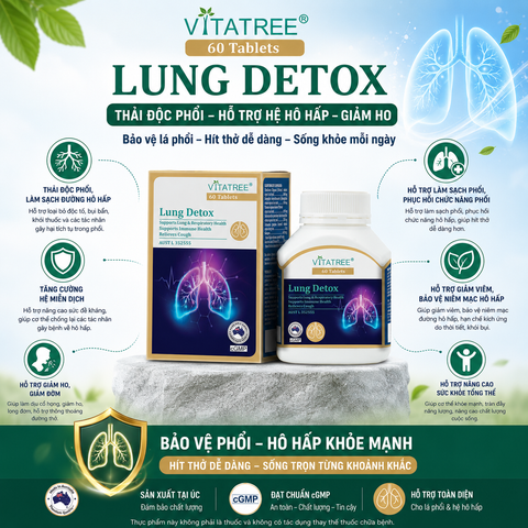 Thải độc phổi vitatree lung detox 60 viên hỗ trợ hệ ho hấp, giảm ho