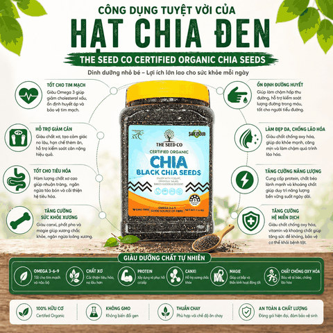 Hạt chia đen The Seed Co certified organic chia seeds 1.6 kg hạt chia đen