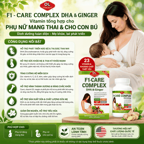 Vitamin tổng hợp cho phụ nữ mang thai và cho con bú Olympian Labs F1 - Care Complex DHA & Ginger