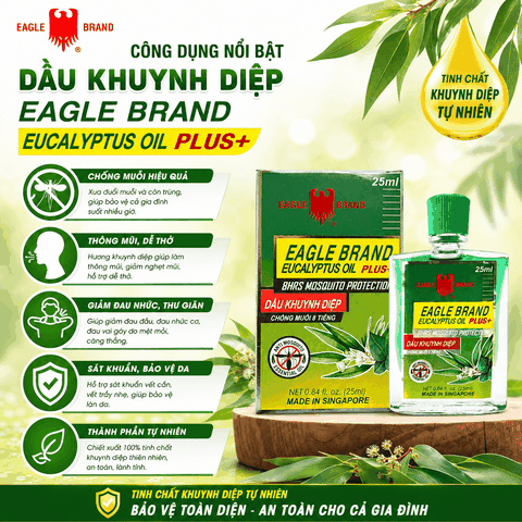 Dầu Khuynh Diệp Chống Muỗi Eagle Brand Plus+ 25ml