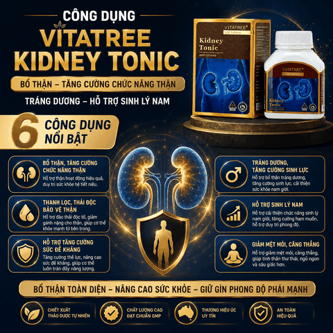 Bổ thận vitatree kindey tonic 100 tablets tăng cường chức năng thận, tráng dương hỗ trợ sinh lý nam