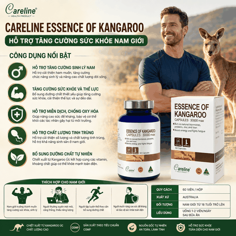 Careline Essence Of Kangaroo 200 viên - Hỗ trợ tăng cường sức khỏe nam giới 60 viên