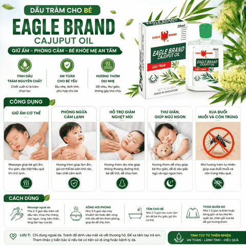 Dầu Tràm Cho Bé Eagle Brand Cajuput Oil Giữ Ấm Phòng Cảm (30ml)