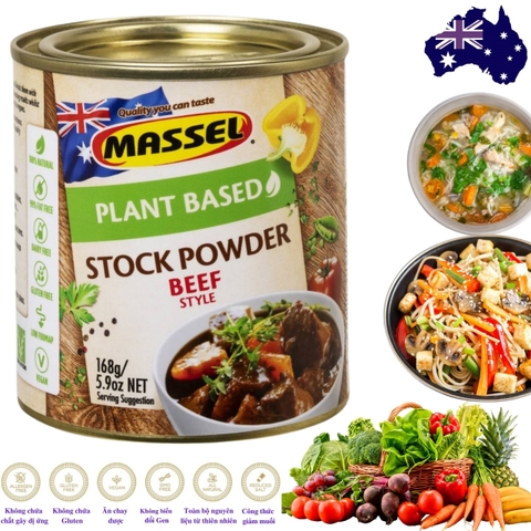 Hạt nêm vị bò Massel Premium Stock Powder Beef Style không bột ngọt an toàn cho gia đình 168g