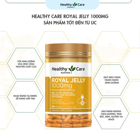 Sữa ong chúa Heathy Care Royal Jelly đẹp da, chậm lão hóa 365 viên
