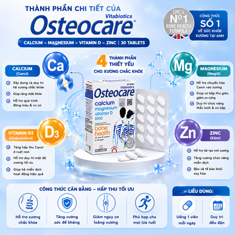 Vitabiotics Osteocare Calcium Magnesium Vitamin D Zinc 30tables