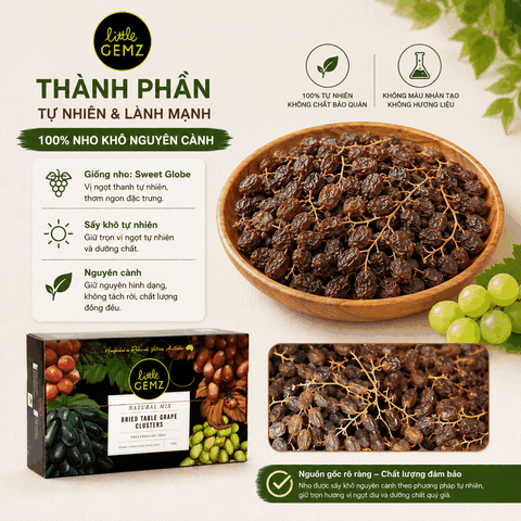 Nho khô nguyên cành Úc Little Gemz Sweet Globe Dried Table Grape Cluster 1kg