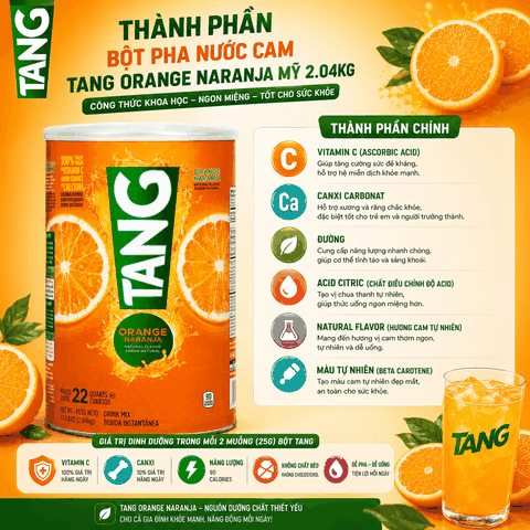 Bột pha nước cam Tang Orange Naranja Mỹ tốt cho sức khỏe 2.04kg