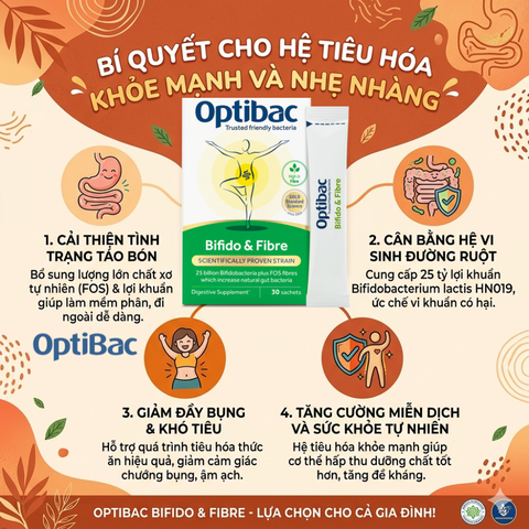 Thực phẩm bảo vệ sức khoẻ Optibac Bifido&Fiber 30 sachets