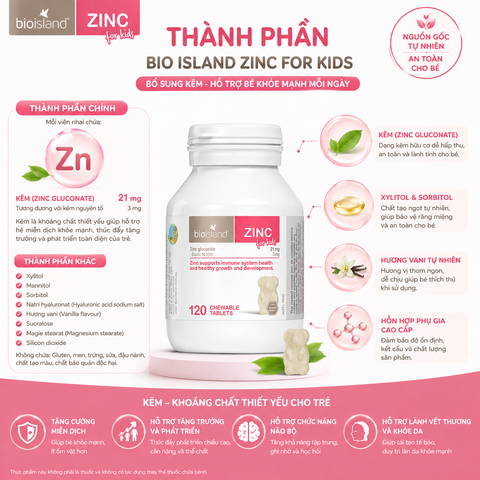 Bio Island ZinC cho bé 120 viên bổ sung kẽm cho bé