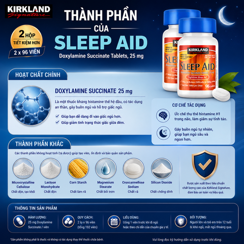 Ngủ ngon kirkland signature sleep aid 2 hộp x 96 viên