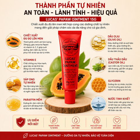 Kem đa năng Lucas' Papaw Ointment 15g chiết xuất đu đủ